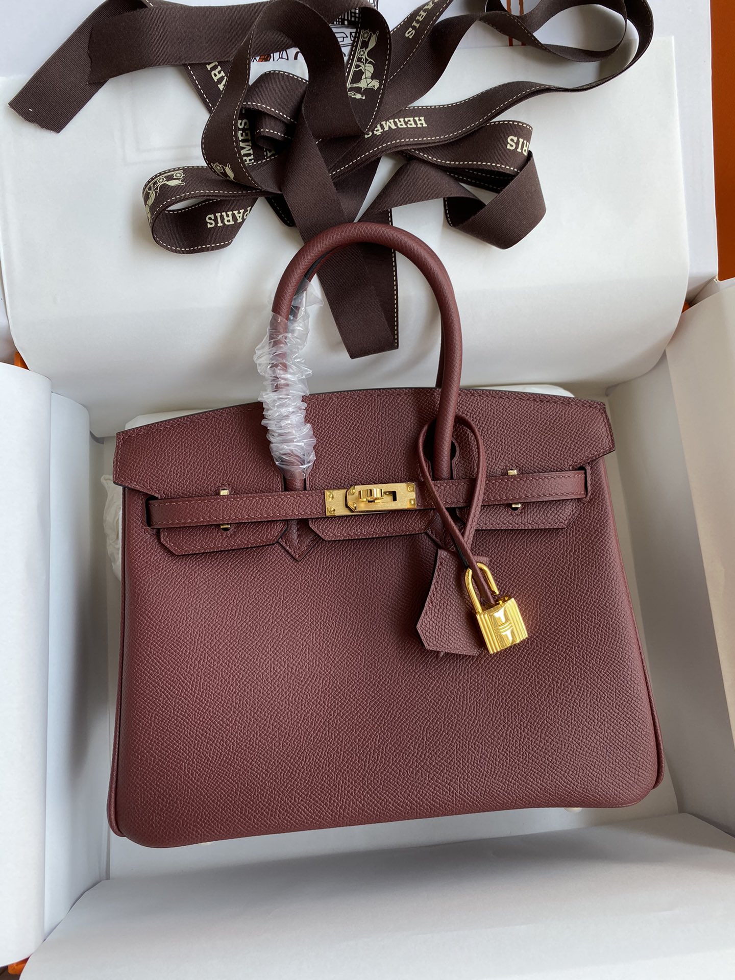 Hermes Birkin 25CM Epsom Leather Handbag Burgundy